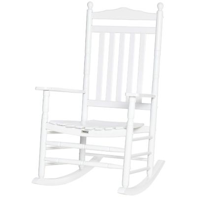 Outsunny Wooden Rocking chair Traditional Porch Rocker for Outdoor Indoor Use White Image 1