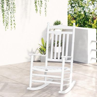 Outsunny Wooden Rocking chair Traditional Porch Rocker for Outdoor Indoor Use White Image 2