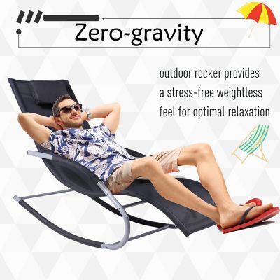 Outsunny Zero Gravity Chaise Rocker Black Image 3