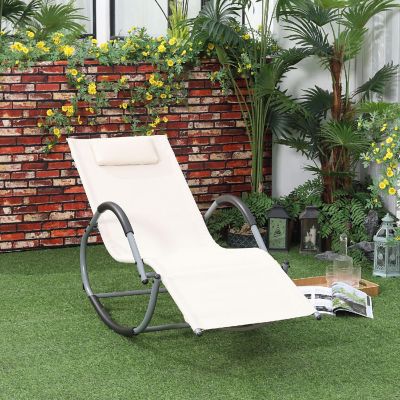 Outsunny Zero Gravity Ergonomically Design Lounger Rocker for Indoor or Outdoor Use UV/Water Fighting Material Beige Image 2
