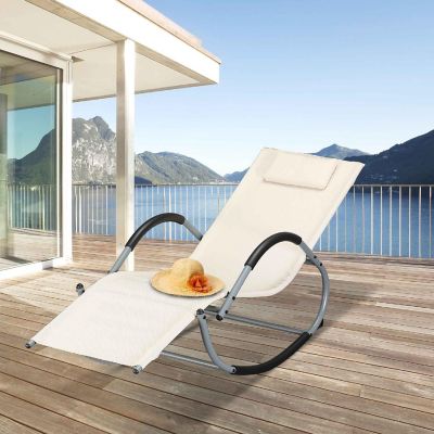 Outsunny Zero Gravity Ergonomically Design Lounger Rocker for Indoor or Outdoor Use UV/Water Fighting Material Beige Image 3