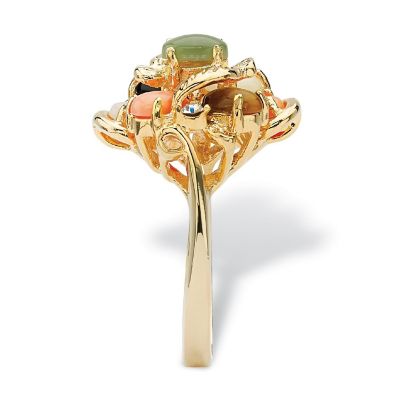 Oval-Shaped Gemstone Ring in Gold-Plated Size 5 Image 1