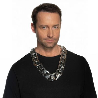 Oversized Chunky Silver Chain Adult Costume Accessory Image 1