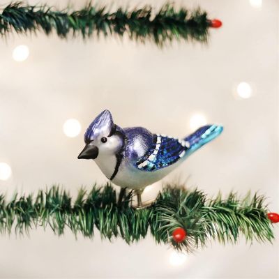 OWC Bird Watcher Collection Glass Ornaments for Christmas Tree Bright Blue Jay Image 1