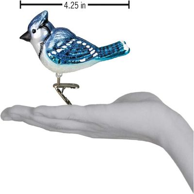 OWC Bird Watcher Collection Glass Ornaments for Christmas Tree Bright Blue Jay Image 2