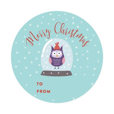 OWL SNOW GLOBE CHRISTMAS TO/FROM LABELS Image 3