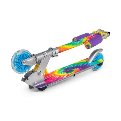 Ozbozz: Flashing Scooter - Tie Dye - Light-Up Wheels, Adjustable Height,Foldable Image 1