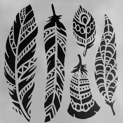 PA Ess Stencil 12x12 Boho Feathers Image 2