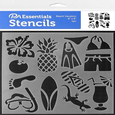 PA Ess Stencil 6x6 Beach Vacation Image 1
