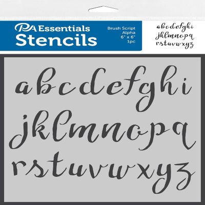 PA Ess Stencil 6x6 Brush Script Alpha Image 1