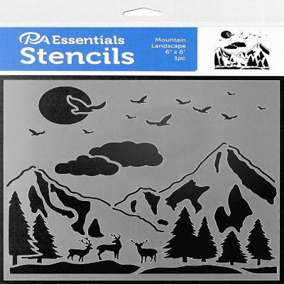 PA Ess Stencil 6x6 Mountain Landscape Image 1