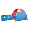 Pacific Play Tents Hide Me Tent and Tunnel Combo - Blue / Red / Yellow Image 1