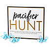 Pacifier Hunt Game Sign with Blue Pacifiers Kit - 49 Pc. Image 1