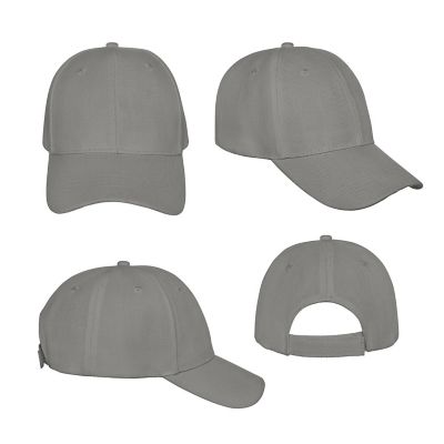 Pack of 15 Bulk Wholesale Plain Baseball Cap Hat Adjustable (Grey) Image 3