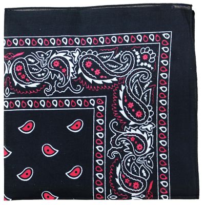 Pack of 4 X-Large Paisley Cotton Printed Bandana - 27 x 27 inches (Black and Red) Image 1