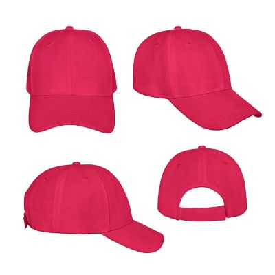 Pack of 5 Mechaly Plain Baseball Cap Hat Adjustable Back (Hot Pink) Image 3