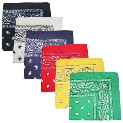 Pack of 5 X-Large Paisley Cotton Printed Bandana - 27 x 27 inches (Mix) Image 1