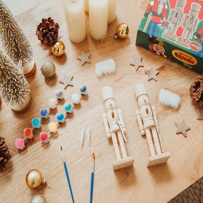 Paint Your Own 7-Inch Wooden Nutcracker Figure Craft Kit  Set of 2 Image 2