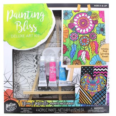 Painting Bliss Deluxe Art Kit With Wooden Tabletop Easel Image 1