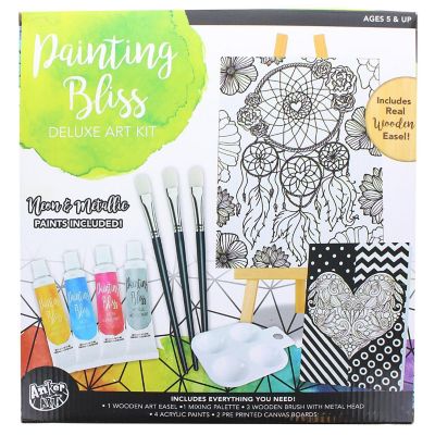 Painting Bliss Deluxe Art Kit With Wooden Tabletop Easel Image 2