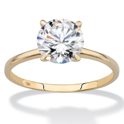 PalmBeach Jewelry 10K Yellow Gold Round Cubic Zirconia Solitaire Engagement Ring Sizes 5-10 Size 7 Image 1