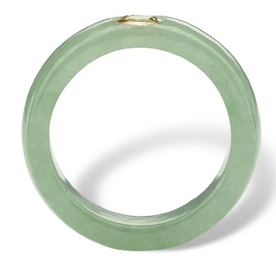 PalmBeach Jewelry 10K Yellow Gold Round Genuine Green Peridot Genuine Jade Bezel Set Ring Sizes 5-10 Size 8 Image 1