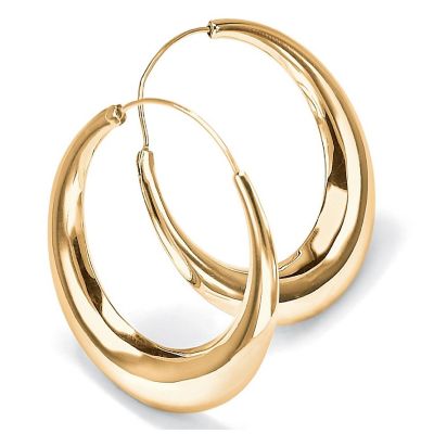 PalmBeach Jewelry 18K Yellow Gold-plated Sterling Silver Puffed Hoop Earrings (47mm) Size Image 1
