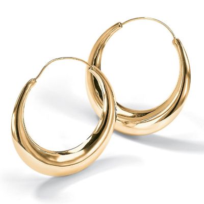 PalmBeach Jewelry 18K Yellow Gold-plated Sterling Silver Puffed Hoop Earrings (47mm) Size Image 3
