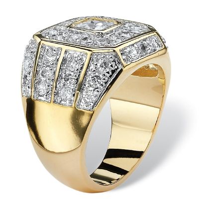 PalmBeach Jewelry Men's Yellow Gold-plated Cushion Cubic Zirconia Ring Sizes 8-16 Size 11 Image 1
