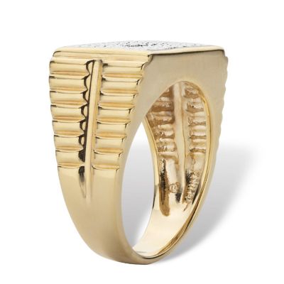 PalmBeach Jewelry Men's Yellow Gold-plated Genuine Diamond Accent Watchband Style Ring Sizes 8-16 Size 14 Image 1