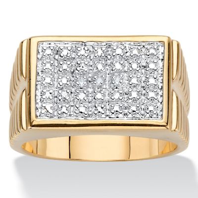 PalmBeach Jewelry Men's Yellow Gold-plated Genuine Diamond Accent Watchband Style Ring Sizes 8-16 Size 15 Image 1
