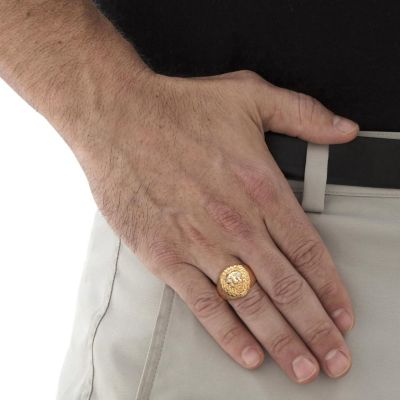 PalmBeach Jewelry Men's Yellow Gold-plated Sterling Silver Genuine Diamond Accent Lion's Head Ring Sizes 8-16 Size 8 Image 2