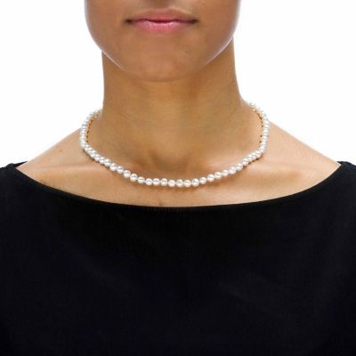 PalmBeach Jewelry Sterling Silver Genuine Cultured Freshwater Pearl Necklace, Bracelet and Earring Set, Lobster Claw Clasp, 18 inches Size Image 3