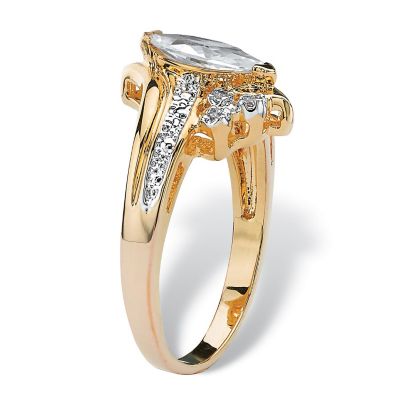 PalmBeach Jewelry Yellow Gold-plated Marquise Cut Cubic Zirconia Bypass Engagement Ring Sizes 5-12 Size 7 Image 1
