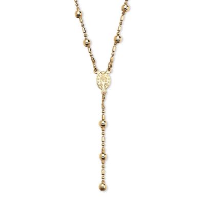PalmBeach Jewelry Yellow Gold-Plated Sterling Silver Style Cross Necklace (3mm), Lobster Claw Clasp, 17 inches Size Image 1