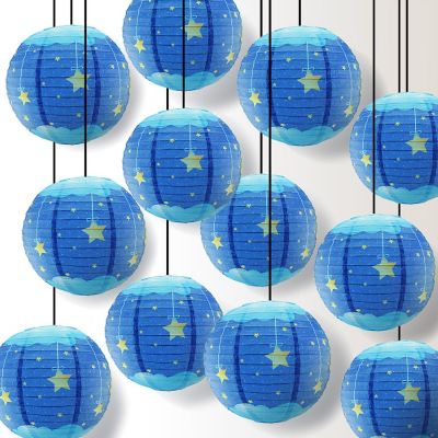 PaperLanternStore 12 PACK 14" Artisan Print Starry Sky Lullaby Paper Lantern (Blue) Image 1