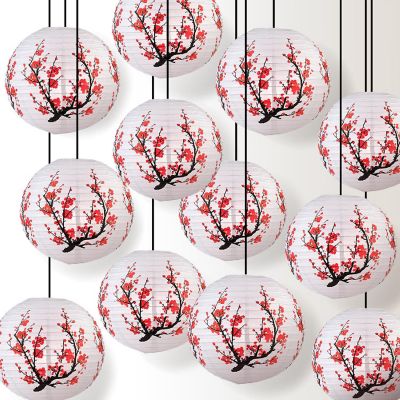 PaperLanternStore 12 PACK 14" Japanese Plum Tree Paper Lantern Image 1