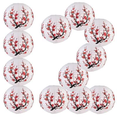 PaperLanternStore 12 PACK 14" Japanese Plum Tree Paper Lantern Image 1