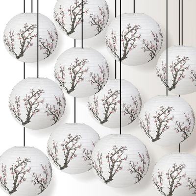 PaperLanternStore 12 PACK Cherry Blossom / Sakura Paper Lantern Image 1