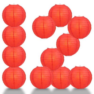 PaperLanternStore 12 PACK Red Even Ribbing Round Paper Lantern Combo Set Image 2