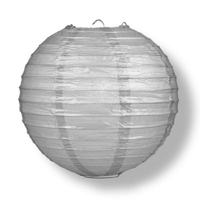 PaperLanternStore 12 PACK Silver Even Ribbing Round Paper Lantern Combo Set Image 3