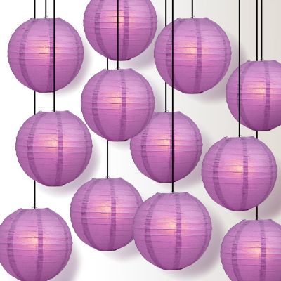 PaperLanternStore 12 PACK Violet Even Ribbing Round Paper Lantern Combo Set Image 1