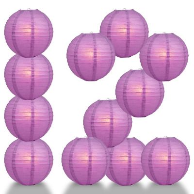 PaperLanternStore 12 PACK Violet Even Ribbing Round Paper Lantern Combo Set Image 2