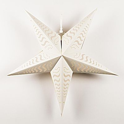 PaperLanternStore 24" Solid White Tidal Waves Cut-Out Paper Star Lantern Image 1