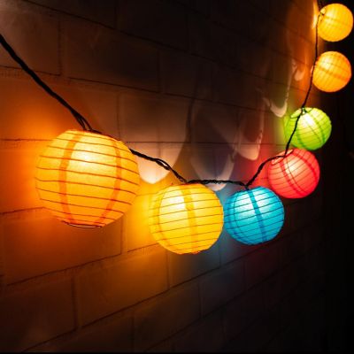 PaperLanternStore 4" Multi-Color Round Paper Lantern, Even Ribbing (10 PACK ) (String Light Sold Separately) Image 2