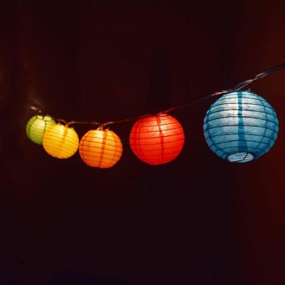 PaperLanternStore 4" Multi-Color Round Paper Lantern, Even Ribbing (10 PACK ) (String Light Sold Separately) Image 3