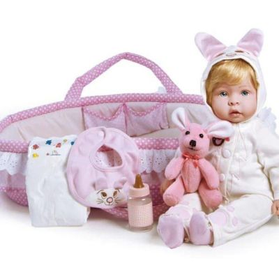Paradise Galleries 17 Realistic Reborn Doll with Bassinet and Accessories - Molly & Fluffy Image 1