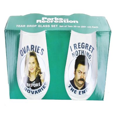 Parks and Recreation Ron & Leslie 20-Ounce Stemless Wine Glasses  Set of 2 Image 1