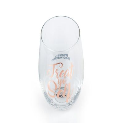 Parks and Recreation Treat Yo Self Stemless Wine Glass  Pink Image 1