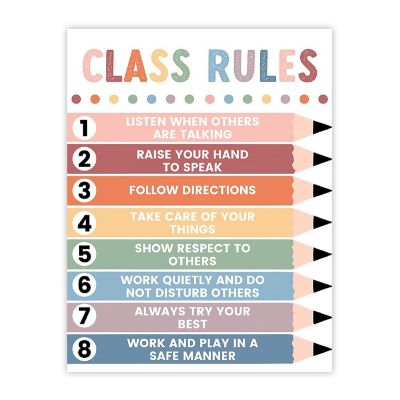 Pastel Boho 8 Classroom Rules 8.5x11in Image 1